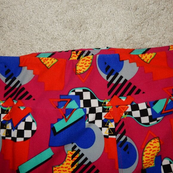 EUC Lularoe TC leggings geometric 80's memphis pattern retro checkered hot pink - Picture 6 of 7